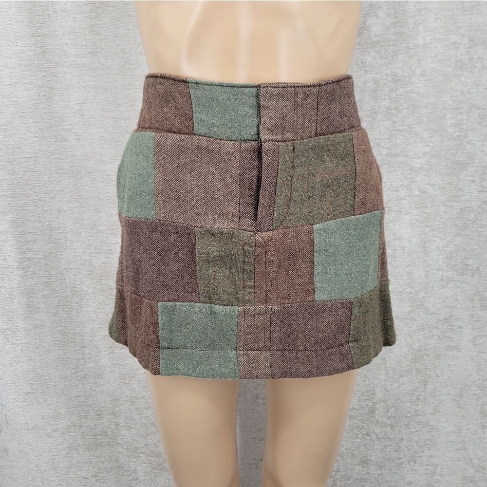 American Eagle Wool Blend Patchwork Mini Skirt In… - image 1